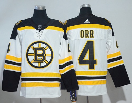 Adidas Men Boston Bruins 4 Bobby Orr White Road Authentic Stitched NHL Jersey